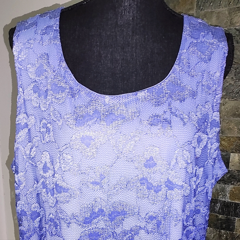 C.J. Banks Elegant Blue Lace Ombre Top Size 1X